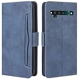 HualuBro Case for TCL 10 Pro Phone Case, Magnetic Full Body Protection Shockproof Stand Folio Flip PU Leather Wallet Case Cover with Card Holder (Blue)