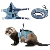 Ferret Harness and Leash Set, Adjustable Guinea Pig Chest Harness with Lead & Bell Short Plush Small Pet Vest for Squirrels Rabbits