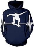 Skateboard Heartbeat Skate Boarding Enthusiast - Kids Unisex Hoodie - Sports Hobby Fan 12-13 Years Navy