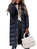 HEEKPEK Womens Winter Long Puffer Coats Thicken Warm Quilted Jacket Mid-Length with Side Zipper and Hood Parka Outerwear, Navy Blue, L