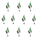 AZ FLAG - Set of 10 Free Syrian Army Table Flag 4'' x 6'' - 10 Small Army of Syria Office Flags 100% Polyester 15 x 10 cm - Mini Desk Flag with 10'' Pole and Black Plastic Base
