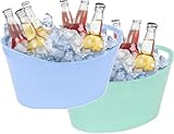 Almineez Set of 2 Premium Plastic Drink Bucket - Beverage Tub with Handles - Perfect for Parties, BBQs, Outdoor Events - Cooling Bottles Cans of Beer or Soft Drinks