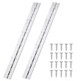 GRVICH 2 PCS 12 Inch Continuous & Piano Hinges with 24pcs Screws, 300 mm Stainless Steel Continuous Hinge with Holes, Heavy Duty Polished Piano Hinges with Holes for Pianos, Cabinet Doors, Boats