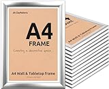 A4 Photo Frame, Silver, Pack of 12, Picture Frame, Certificate, Art Print Poster, 21cm x 29.7cm, Silver Frames, A4 Photo Collage Gallery Display