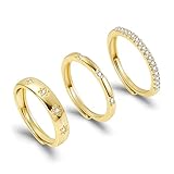ALEXCRAFT Gold Rings For Women Set 3 Cubic Zirconia Star Adjustable Rings for Women Gold Plated Ring Womens Ring Stacking Adjustable Open Finger Pack Boho