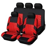YUEDAM Car Seat Cover Sets for Mini Hatch/Cabrio R52 R53 R57 F57 JCW/One/One D/Cooper, Cloth Full Surround Cushion Breathable NonSlip Comfortable Front Rear Seat Protectors Accessories,C/Red