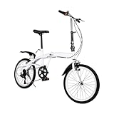 GDSKR 20 Inch Folding Bicycle Bike for Adults, 6 Speed Light Carbon Steel Folding Bike, With Double V Brake, City Bike for Adult, Commute Bicycle, Adjustable Height, for Adults and Children Teenagers