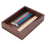 UNICRAFTALE Wood Desk Organizers Tray Rectangle Letter Trays for Office Desktop Organizer Brown Vintage Wood Paper Tray Magazine Holders Trays 24x17x4.9cm for File Pens Mail Keys