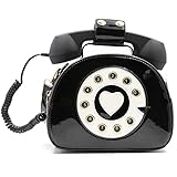 QiMing Retro dial telephone Crossbody Shoulder Bag,Pu Movable microphone Purse for Women