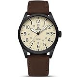 LN LENQIN Mens Watches Military Watches for Men Analog Quartz Watch Waterproof Men's Wrist Watches with Date Tactical Field Watch Leather Band