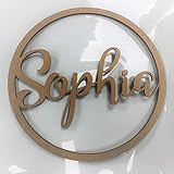 Personalised wooden Any name colour hoop Acrylic wreath Circle Loop Plaque (MDF, 20cm)