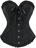 Vrapo Black Corset Top for Women | Overbust Lace Up Waist Cincher Shapewear Lingerie - Size S
