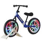 BSTSEL 12" Balance Bike For 2-6 Years Old Stride Walking Bike, With Adjustable Handlebar And Seat Wheel With Light No Pedal Training Bicycle Flat-Free Tires (12 inch Blue)