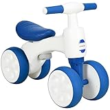 AIYAPLAY Baby Balance Bike, Lightweight First Training Bike, with Anti-Slip Handlebars, Four Wheels, No Pedals, for Ages 18-36 Months - Blue
