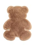 KRIPINC Bear Faux Sheepskin Rug, Animal Faux Fur Rug, Brown Fluffy Carpet, Kids Carpet, Anti-Skid Decor Bear Floor Mat for Living Room Bedroom Bedside, 75x105cm