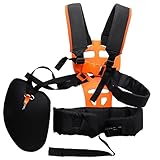 QKTYB Strimmer Harness, Adjustable Strimmer Harness Padded, Universal Double Shoulder Petrol Strimmer Strap, Heavy Duty Hedge Trimmer Harness for Brush Cutter Weed Trimmer