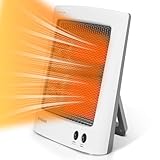 Infrared Heater, Halogen Heaters for Home Low Energy, Quartz Radiant Electric Heaters for Home Office Bedroom Living Room Garage, Overheat and Tip Over Protection, 800W with 2 Heat Settings