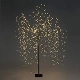 Garden Store Direct Weeping Willow 1.8m (6ft) or 2.4m (8ft) with Metal Base. Christmas Garden Ornament Indoor or Outdoor Decoration (Warm White, 2.4m (8ft))