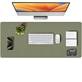 Leather Desk Mat and Mouse pad，Non-Slip PU Leather Desk Pad，Easy to Clean，Suitable for Waterproof Desktop Writing Pads in Offices and Homes (Military Green 40 * 80cm)
