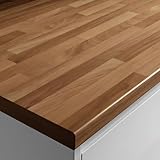38mm Laminate Blocked Oak Effect Kitchen Worktop, 3000 x 600mm (300cm x 60cm) Matt Finish with Rounded Edge & Water Resistant Surface, Durable Kitchen Countertop with Edging Tape Included