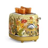 Hazel Quinn x Eduardo Recife 2-Slice Toaster, 6 Browning Levels, Defrost/Reheat/Cancel Functions, Removable Crumb Tray for Easy Cleaning, 1.5-Inch Extra-Wide Slots, Retro Style Collaboration