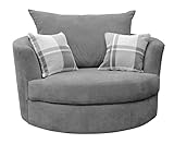 Sofas and More Large Swivel Round Cuddle Chair Fabric (Grey)