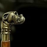 Victorian Style Wooden Walking Cane, 3-Fold Design, Decorative Brass Bulldog Handle