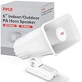 Pyle Indoor Outdoor PA Horn Speaker, 15.24cm 8 Ohm 50W Peak Wall Mount Loudspeaker with Bracket, Public Address System, Emergency Audio, PA Speaker for School Warehouse Alarm Use, White