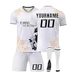 24/25 Home/Away Football Kit Set With Jersey, Shorts, Socks - Custom Name/Number DIY Strips for Kids and Adult - Birthday Gifts for UK Fans