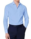 J.VER Dress Shirts for Men Fashion Long Sleeve 4-Way Stretch Business Casual Wedding Prom Work Formal Shirt Sky Blue L