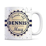 Tazletree Dennis Mug- Hands Off Dennis' Mug - Funny and Bold Coffee Mug for Dennis' Personal Space