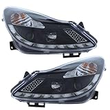 XYZ Parts Projector Upgrade Headlights Black Inner With LED Daytime Running Lights Compatible With Vauxhall Corsa D 2006-2011 Boxed Pair Replacements