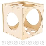 Worown 11 Holes Collapsible Wood Balloon Sizer Box Cube, Size Measurement Tool for Balloon Decorations (2-10 Inch)