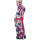 Irisjudy Women's Tiger Print Flare Yoga Pants High Waist Workout Bootleg Pants Butterfly Tummy Control Lounge Sweatpants, Union Jack Flag Graffiti, M
