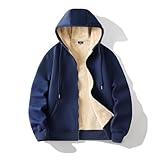 Mens Fleece Fur Bomber Hooded Jacket Coat Zip Warm Hoodie Sweatshirt Size S M L XL 2XL 3XL 4XL (UK, Alpha, L, Regular, Regular, Navy)