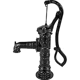 VEVOR Cast Iron Hand Pump 40 x 15 x 68 cm with Water Spout Diameter x L 6.5 x 22 cm Hand Pump 16 cm Foot Diameter Garden Pump Black Ideal as Decoration for Family Ponds Yards Gardens