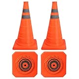 18 inch Orange Collapsible Safety Cones, 4 Pack Road Parking Cones, Pop-up Reflective Traffic Safety Cone with Reflective Strips and Stable Bases for Road Parking Driving Practice