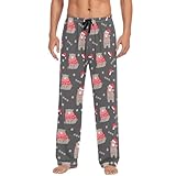 ZZKKO Pajamas Pants for Men Cute Bears Christmas Pattern Men's Pajama Bottoms 100% Cotton PJ Pants for Mens S