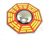 Hijet Feng Shui Traditional Vastu Bagua Mirror 9" - Red, Green, Golden Convex Wall Hanging For Positive Energy, Protection from evil, Good luck.
