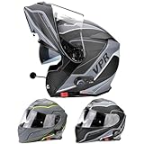 MOTORBIKE RSV171 BLINC BLUETOOTH FLIP UP FRONT HELMET Motorcycle Moped Scooter Men Women Crash Sports Racing Touring ECE ACU Approved Full Face Modular Helmet (Zone Matt Black/Grey,M)