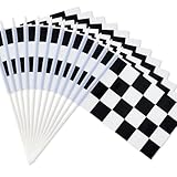 Novelty Place 12 Pack Checkered Racing Flags – 8" x 5.5" Black and White Handheld Flags for Race Car Party, Kids’ Birthday, Racing-Themed Decorations