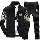 LBL Men’s Tracksuit Set Casual 2 Piece Jogging Sweatsuits Long Sleeve Sweatshirt and tracksuit bottoms Joggers Set Sport Suits W78 Black XL