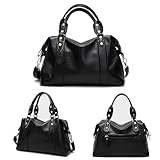 Aileese Vegan PU Leather Purses and Handbags for Women Fashion Boston Shoulder Bag Top Handle Satchel Ladies Hobo Crossbody Bags Black
