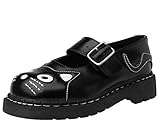 T.U.K. Anarchic Mary Jane Kitty - Premium Leather - Buckle with Contrasting Stitch Details - Women's Brogue Shoes - Color Black - Size UK7