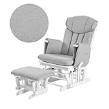 KUB Chatsworth Premium Glider Nursing Chair & Footstool | Award-Winning Design | 7 Recline Positions | Unique Safety Lock | Luxury Corduroy | Safety Certified (Grey chevron)