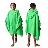 Brentfords Childrens Beach Towels Poncho, Oversized Beach Towel Kids Poncho Towel for Swimming Beach Pool Travel Kids Changing Robe Hooded Towel Lightweight Privacy, Neon Green