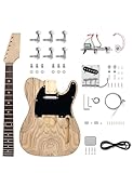 Fistrock DIY Electric Guitar Kit Beginner Kit TL Style 6 String Right Handed Basswood Body with Ash Burl Top Hard Maple Neck Rosewood Fingerboard Chrome Hardware Build Your Own Guitar.