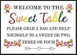 Sweet Table Candy Cart MetalSign Wedding Birthday Party Christening Personalised (Aluminium A5 (200x150mm) Approx)