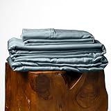 Olive + Crate Eucalyptus Cooling Pillowcase and Sheet Sets Full Size | 100% Certified Tencel Fiber from Austria | Better Than Silk Linen Bamboo and Cotton | Deep Pocket Bedding | Basalt Blue