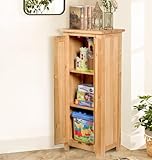 Hallowood Furniture Waverly Oak Cupboard, 2-Door Narrow Storage Unit with 2 Adjustable Shelves, Small Wooden Book Cabinet, Oak Furniture, Home Kitchen, Office or Hallway Cabinets